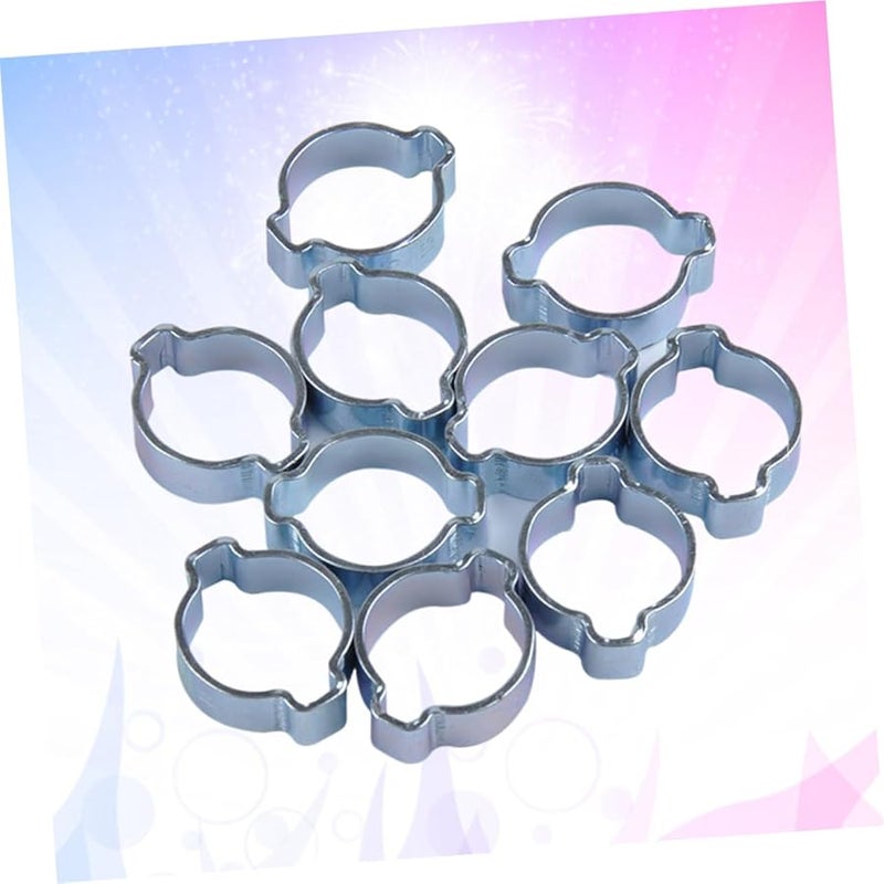 Veemoon 10pc Silver Zinc Plated Double Ear Hose Clamps 3.7x3cm for Automotive Water Tube - Image 4